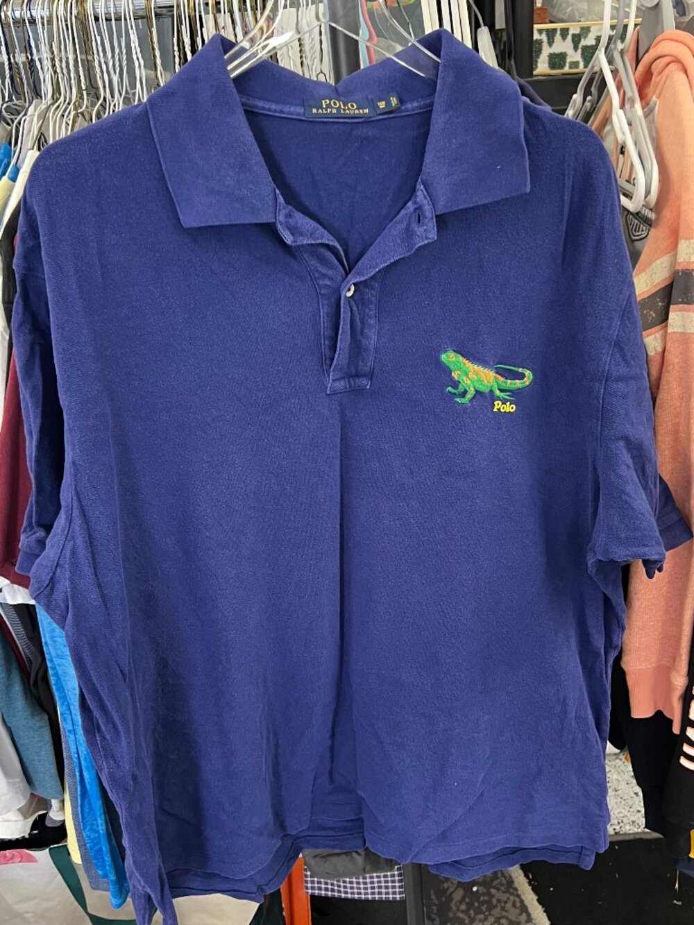 Polo Ralph Lauren Polo Shirt Men 1XB Big Blue Iguana Lizard Pullover Preppy